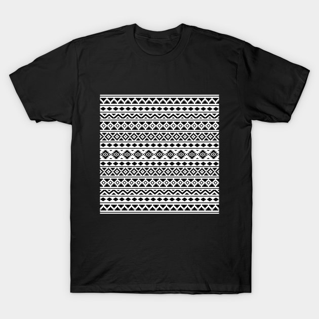 Aztec Essence Pattern II Black on White T-Shirt by NataliePaskell